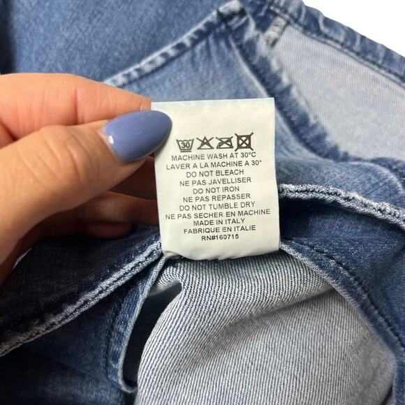 RETROFETE Kayden Denim Micro Mini Skirt Sea Blue Two Button Snap Size XL NEW - Picture 10 of 11